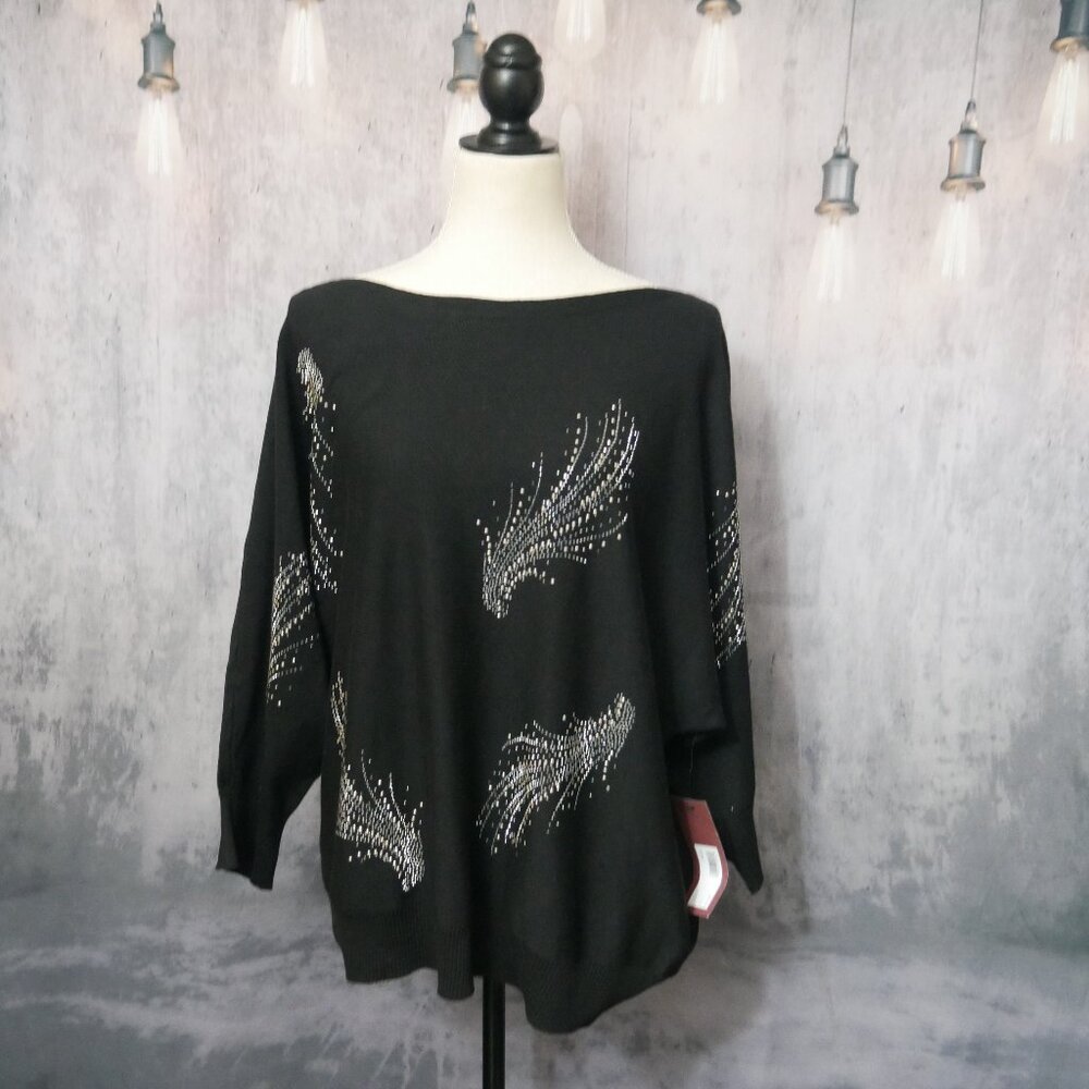 Love Scarlett Sweater Black with silver sequence 3X